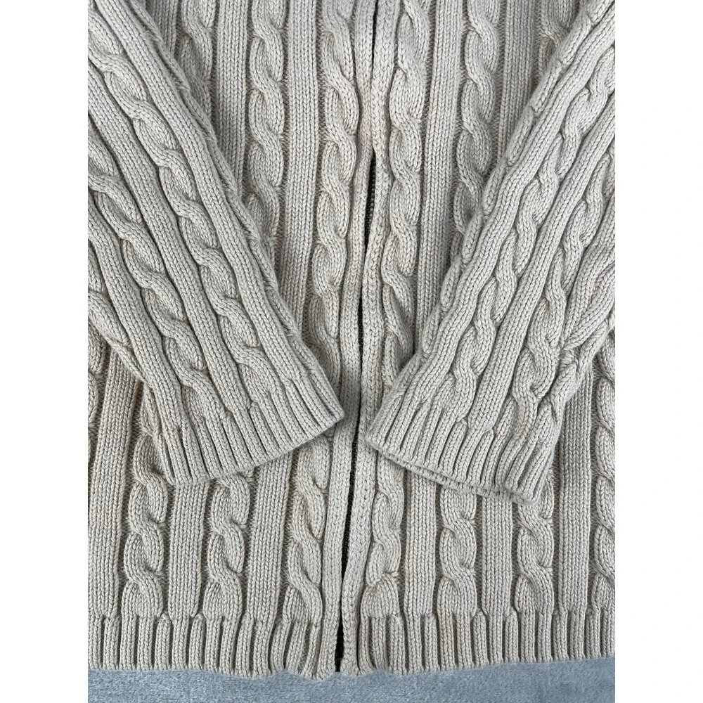 L.L. Bean Plus Size XL Woman's 100% Cotton Full Zip Cardigan Light Beige